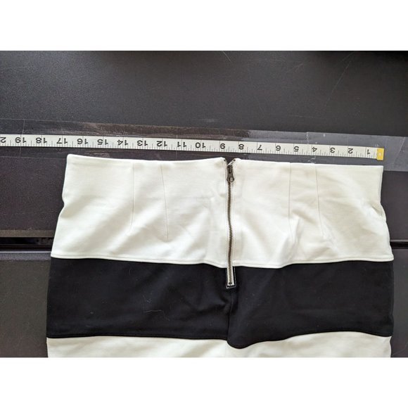 Loft Womens Black and White Striped Mini Skirt Size Medium Neutral Career Office - Picture 7 of 8